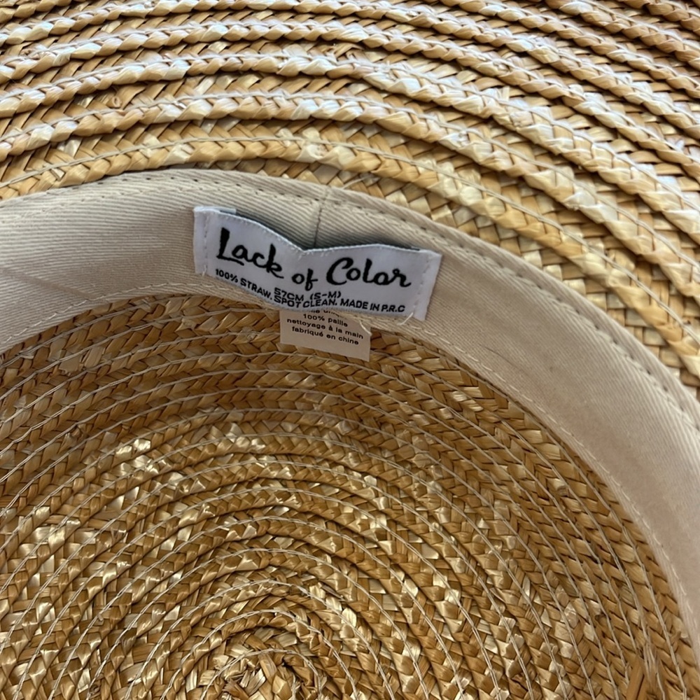 Lack of Color Stylish Straw Sun Hat with Black Band and bow. 57 CM size. - Picture 4 of 5